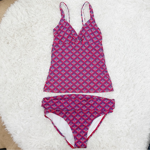 Boden Red and Blue Tankini Swimsuit Bikini Set 4/6 - Picture 2 of 8